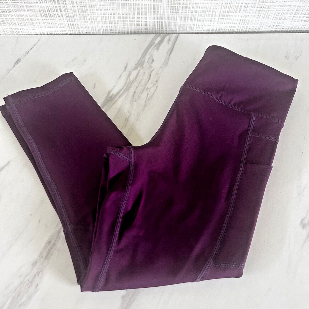 Zyia Active Leggings Women's 4 Purple Stretch Mid Rise Pockets Stretch Bx0